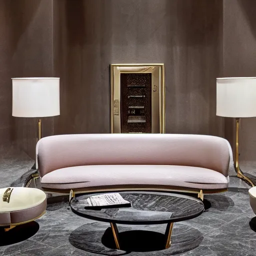 Image similar to critically acclaimed furniture design collection by gucci in a showroom