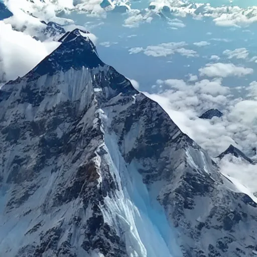 Image similar to A giant moustache on top of mount everest, drone footage