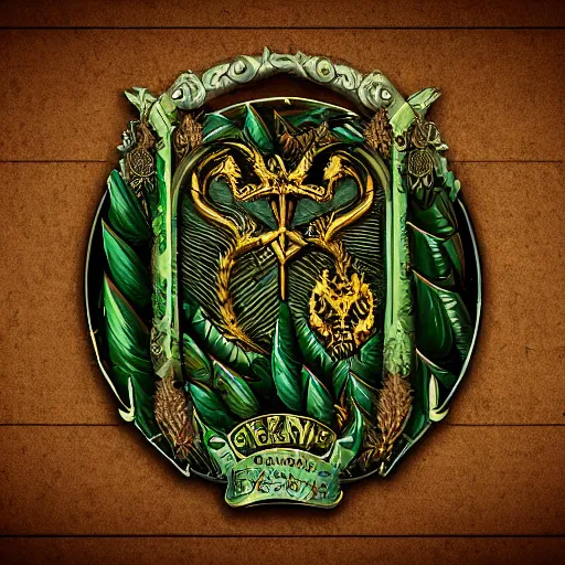 Prompt: A coat of arms for an Elven family, forests, nobility, high detail, fantasy inspired, upscaled, 8k resolution, award winning,