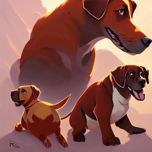 Prompt: two labradors, one brown tan domino one black white markings, pointy ears, fanart ornate fantasy ori and the blind forest cover style official behance hd artstation by jesper ejsing, by rhads, makoto shinkai and lois van baarle, ilya kuvshinov, rossdraws pastel vibrant