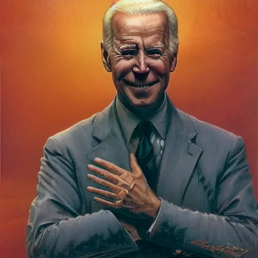 Prompt: joe biden ascendant, by j. c. leyendecker and beksinski