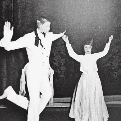 Prompt: a vintage photo of a ghost dancing