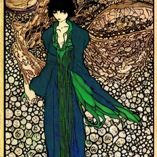 Image similar to anime girl, artwork by Harry Clarke, highly detailed, anime, manga