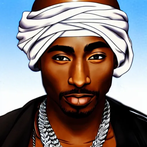 Image similar to Tupac Shakur, screenshot from a 2012s anime