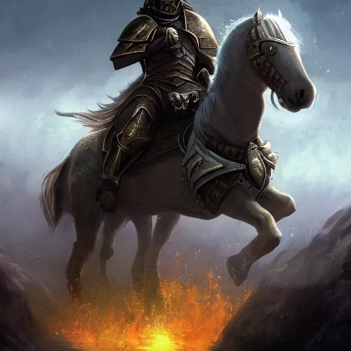 Prompt: a paladin in heavy armor riding an warhorse, artstation hall of fame gallery, editors choice, #1 digital painting of all time, most beautiful image ever created, emotionally evocative, greatest art ever made, lifetime achievement magnum opus masterpiece, the most amazing breathtaking image with the deepest message ever painted, a thing of beauty beyond imagination or words, 4k, highly detailed, cinematic lighting -9