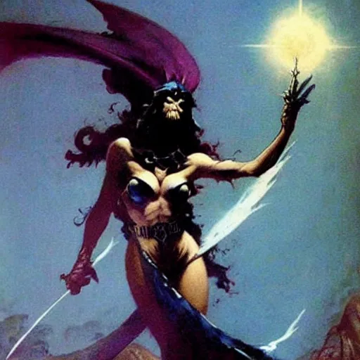 Image similar to sorceress by Frank Frazetta,fantasy artwork,beautiful,soft,high quality!!!!!,masterpiece!!!!