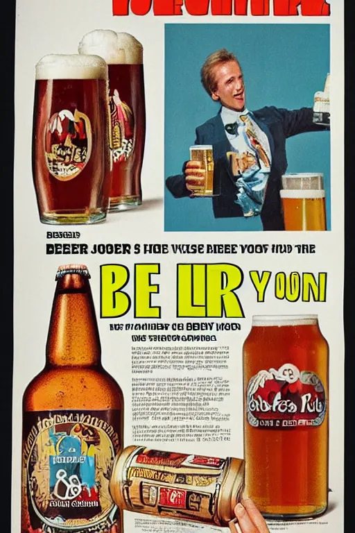 Image similar to beer advert, from the 8 0 s, print in a magazine