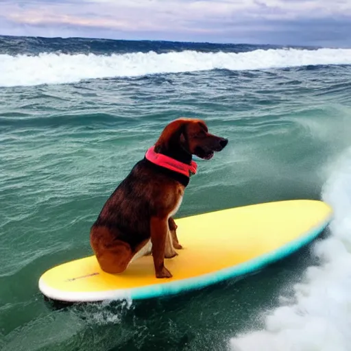 Image similar to photo of a dog surfing in a volcano