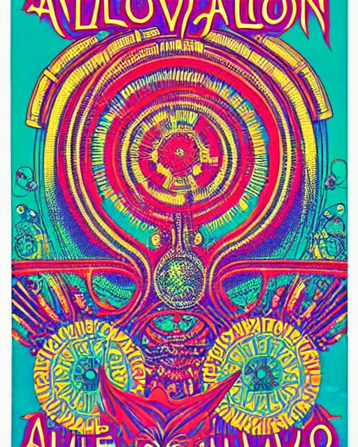 Image similar to avalon ballroom poster art by victor moscoso