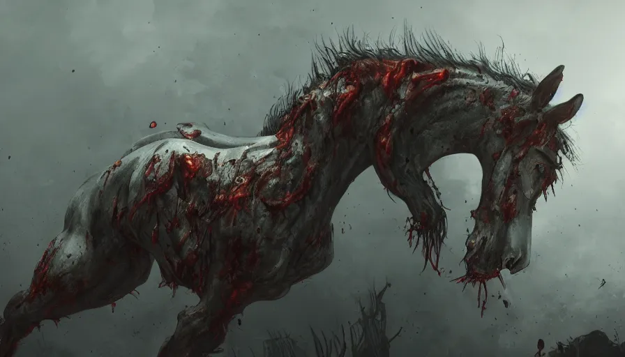 Image similar to Zombie horse, hyperdetailed, artstation, cgsociety, 8k