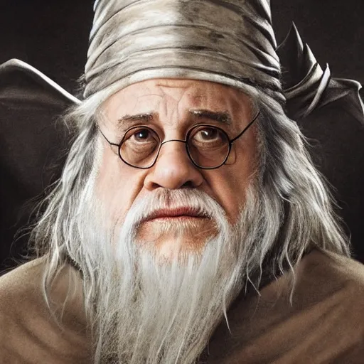 Prompt: portrait of danny devito as gandalf the white, lord of the rings, full body, hyper realistic, high quality, wide angle, always sunny in philadelphia