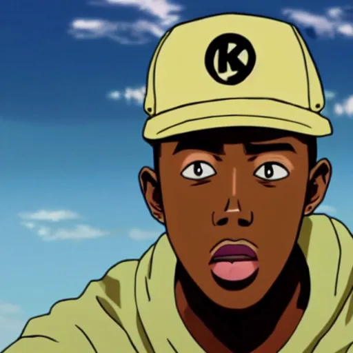 Image similar to anime still of tyler the creator