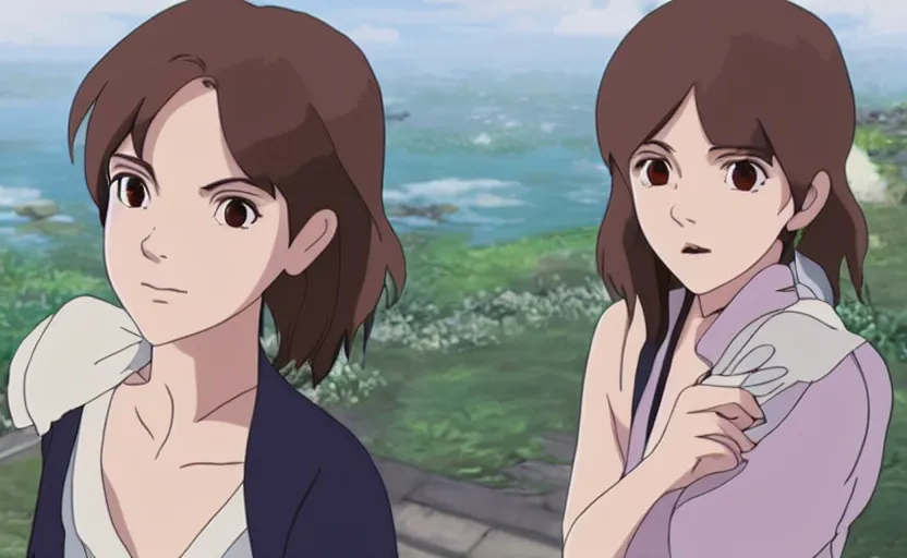 Image similar to emma watson film by studio ghibli, close up, emma watson, anime film by makoto shinkai