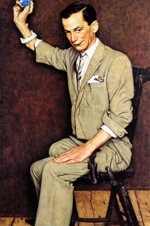 Prompt: Rick Dalton painted by Norman Rockwell