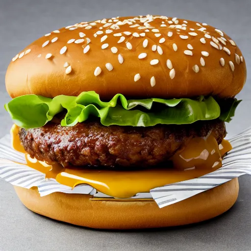 Image similar to 8 k photo of a whopper burger slathered in creamy honey mustard : spicy, low exposure