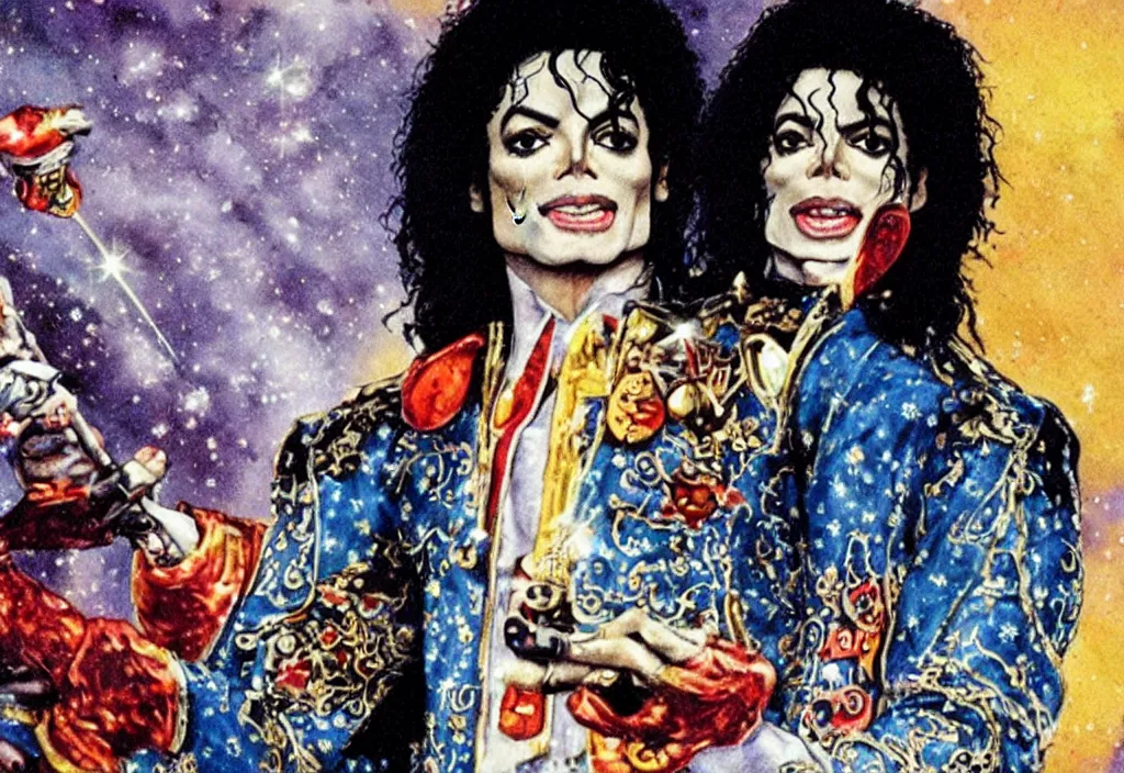 Prompt: michael jackson on a tarot deck