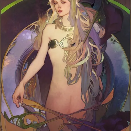 Prompt: portrait of lux from league of legends, art by alphonse mucha and greg rutkowski