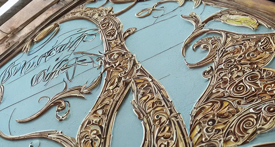 Prompt: a detailed and intricate beautiful reverse glass painted sign, by david a smith, by david adrian smith