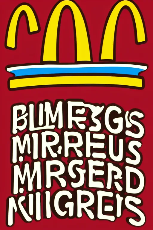 Image similar to a cross between mcdonalds and burger king logos, text vector, illegible