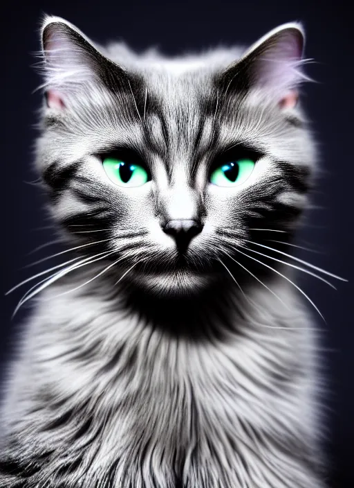 Image similar to 8 k uhd a silver fractal cat