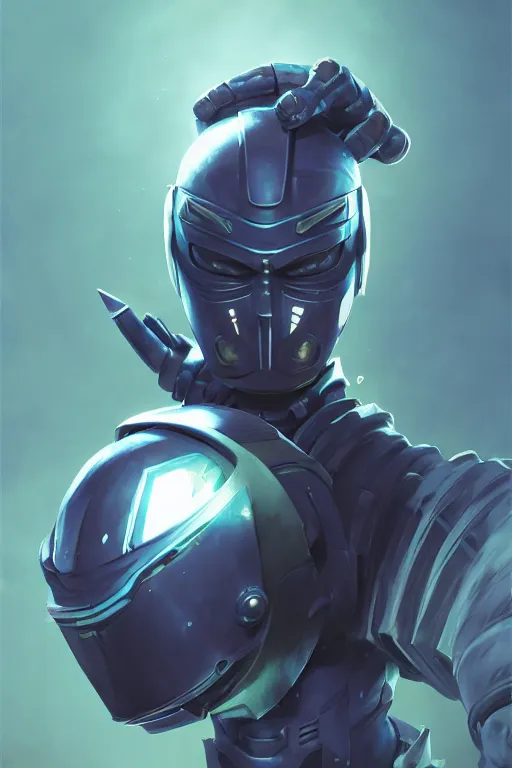 Image similar to epic mask helmet robot ninja portrait stylized as fornite style game design fanart by concept artist gervasio canda, behance hd by jesper ejsing, by rhads, makoto shinkai and lois van baarle, ilya kuvshinov, rossdraws global illumination radiating a glowing aura global illumination ray tracing hdr render in unreal engine 5