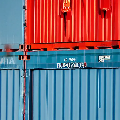 Prompt: close up of a a hydrofoil container ship in baltimore maryland. on the ship are haphazardly stacked multi - color shipping containers. the time is the golden hour and the water is very choppy. canon eos digital rebel xti, 1 0 0 - 3 0 0 mm canon f / 5. 6, exposure time : 1 / 1 6 0, iso 4 0 0