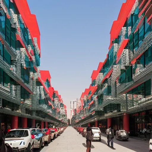Prompt: urban buildings, street in beijing, china