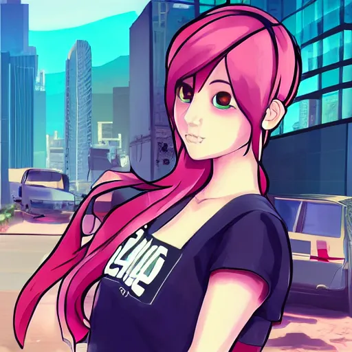 Prompt: LilyPichu in the style of gta san andreas, holding sawnoff in the style of artgerm, rossdraws