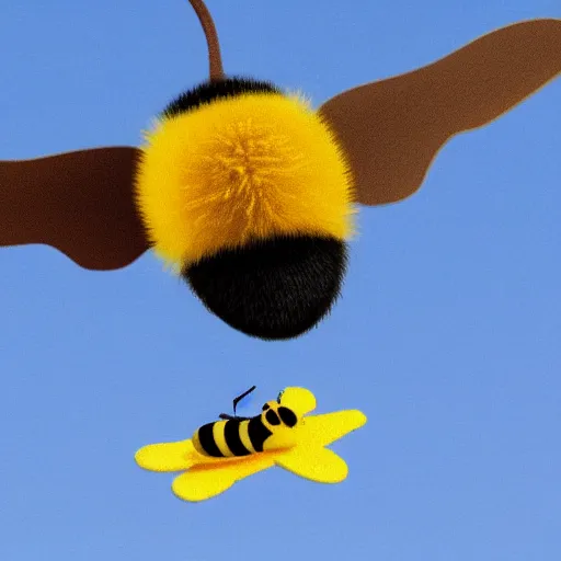 Prompt: dumbo flying next to a bee