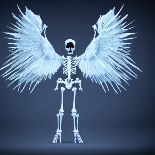 Prompt: skeleton of a mysterious fantasy winged creature at night, 4 k, photorealistic