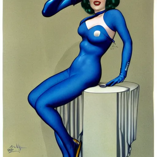 Prompt: cortana by alberto vargas, pinup