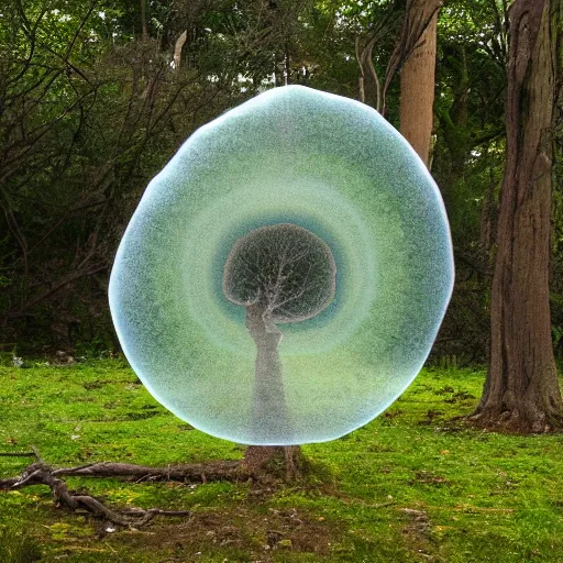 Prompt: a translucent spiral tree