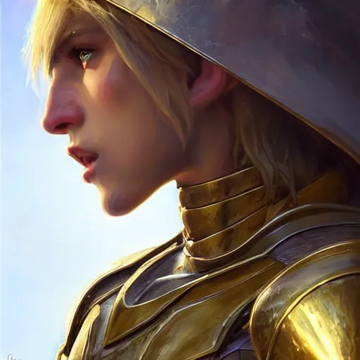 Prompt: an elf profile portait with armor in golden and silver colors and a curve long sword, full body, epic masterpiece of cinematographic hyperrealism, realistic shaded lighting poster by craig mallismo, artgerm, jeremy lipkin and michael garmash, unreal engine, radiant light, detailed and intricate environment, digital art, art station trends