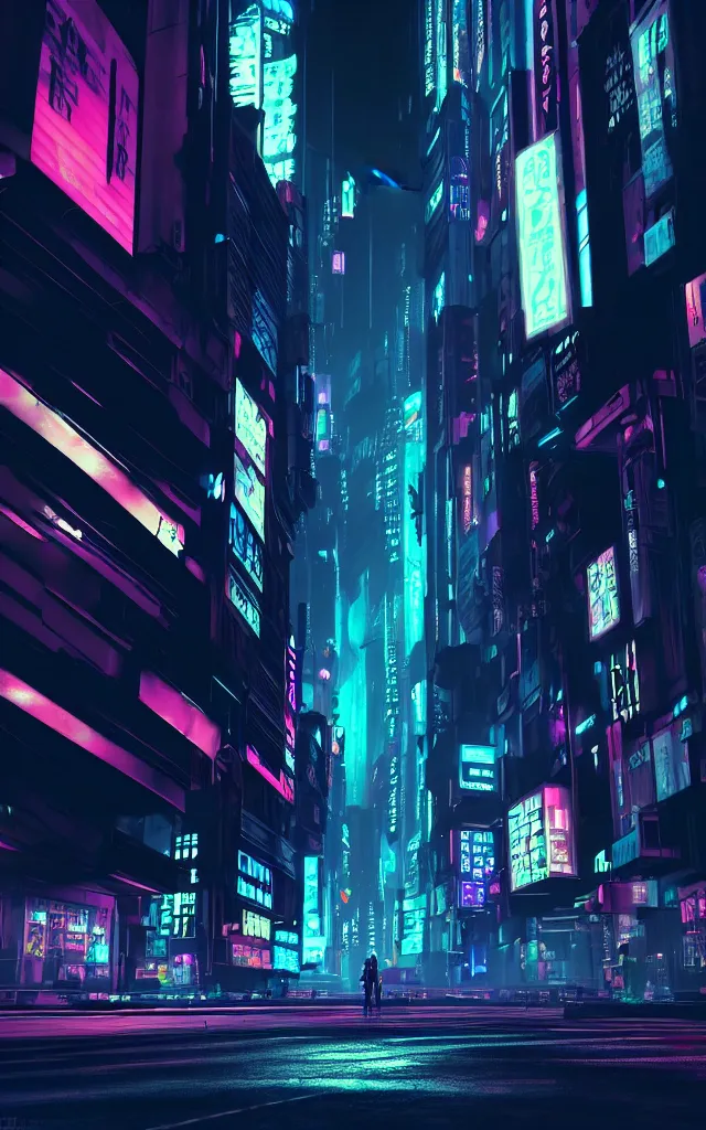 Image similar to concept art of a magnificent dark neon futuristic cyberpunk city bustling street at night cyberart in the style of liam wong in the film akira rendered in octane, 3 d render, trending on cgsociety, blender 3 d, displacement mapped