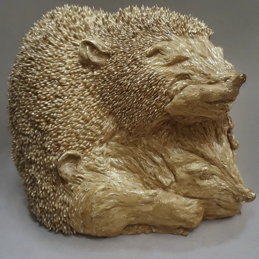 Prompt: detailed sculpture made with hedgehog's butter