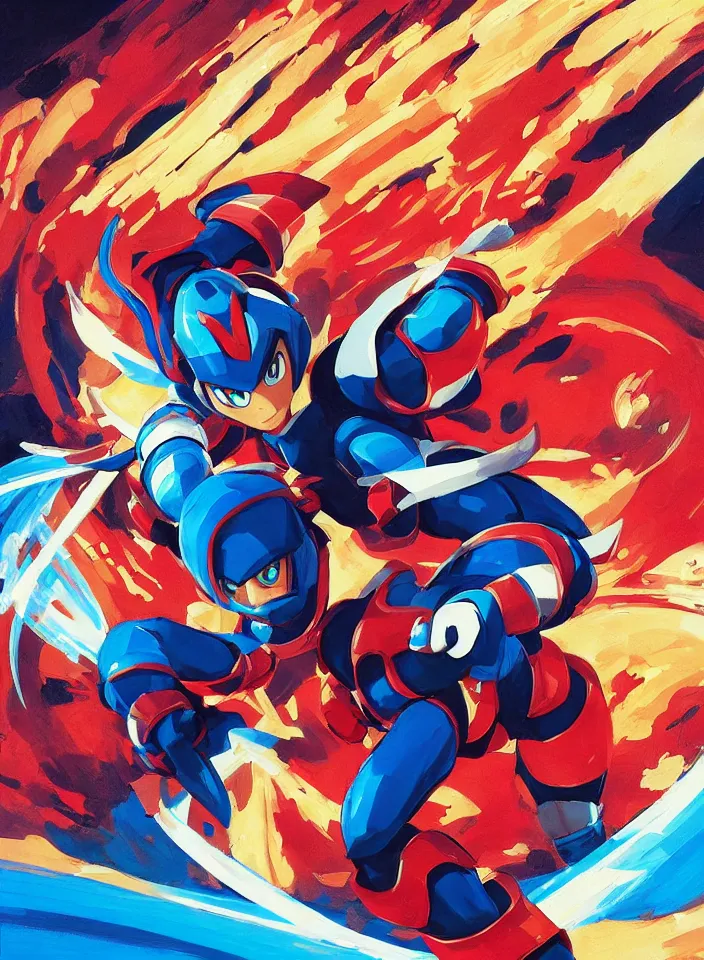 Image similar to orientalist painting of a ninja megaman x zero, in the style of syd mead, by greg tocchini, by james gilleard