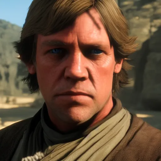 Prompt: Film still of Luke Skywalker, from Red Dead Redemption 2 (2018 video game)