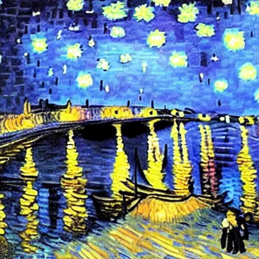 Prompt: Van Gogh Style Seoul Night View