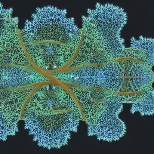 Image similar to extremely detailed binary fractal tree visualised 8k