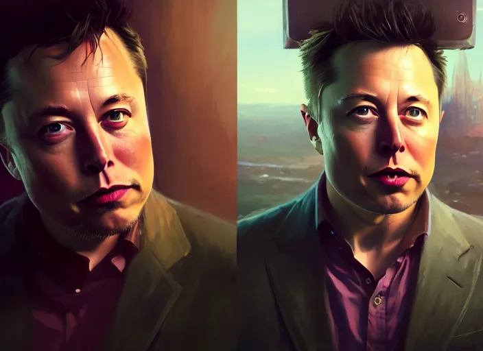 Image similar to highly detailed portrait of elon musk, in no game no life, stephen bliss, 8 k, unreal engine, fantasy art by greg rutkowski, loish, rhads, ferdinand knab, makoto shinkai and lois van baarle, ilya kuvshinov, rossdraws, tom bagshaw, global illumination, radiant light, detailed and intricate environment