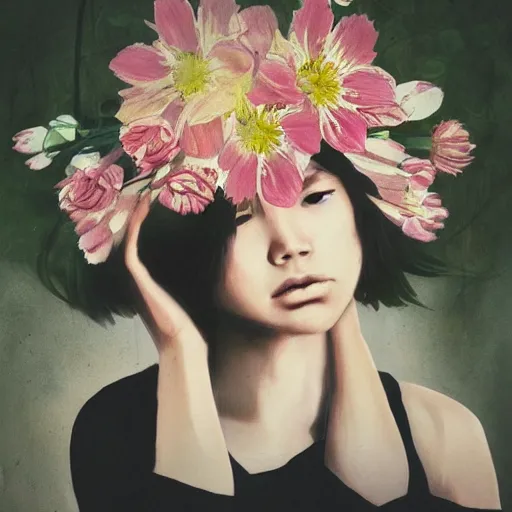 Image similar to flowers, art, girl, clothing, tears, chinese, mao jun