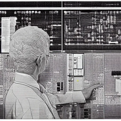 Prompt: a neuroscientist trying to understand a microprocessor, jean giraud