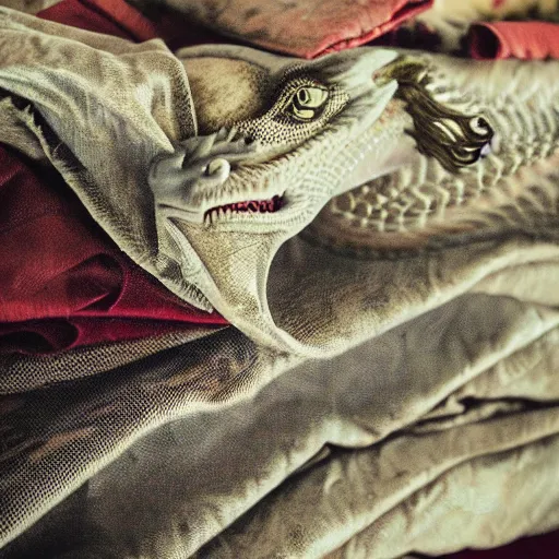 Image similar to dragon sleeping on a pile of fabric