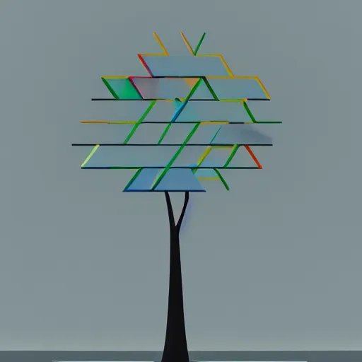 Prompt: tree but minimalistic concept art by frank stella and magritte rene, colorful, vray, depth of field, trending on artstation, minimalism