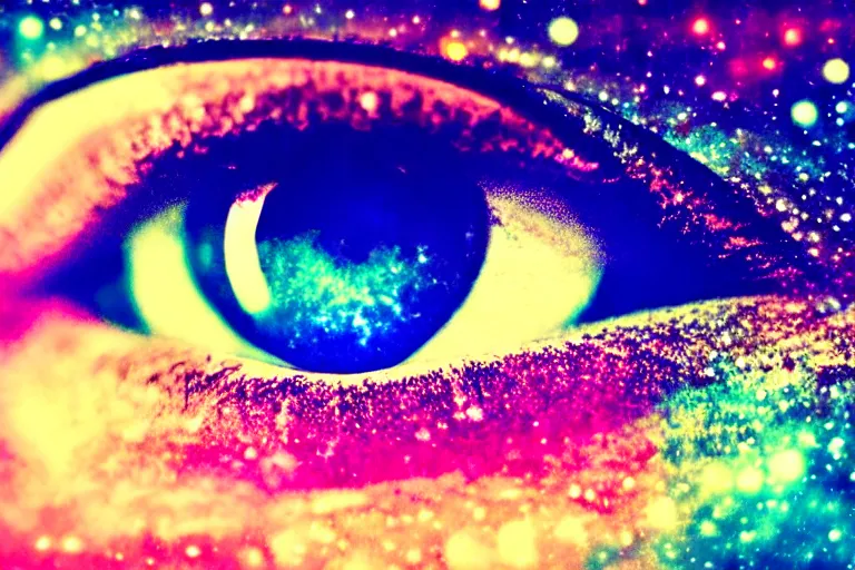 Image similar to a galaxy is inside of an eye, beautiful eye, eye, eye of a woman, realistic, ultra realistic, macro photo, beautiful, digital art, conceptual art, trending on artstation