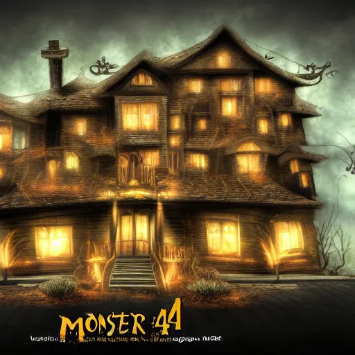 Image similar to monster house, trending on artstation, anime style 4 k