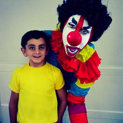 Image similar to a clown creeping behind emad > : )