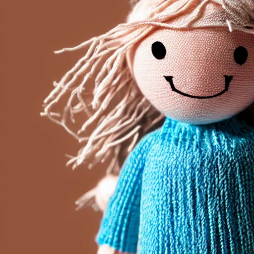 Image similar to yarn doll, hide the pain harold, product photography, commercial lighting