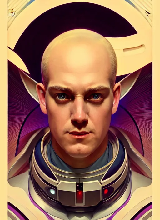 Image similar to symmetry!! portrait of buzz light year, intricate, elegant, highly detailed, digital painting, artstation, concept art, smooth, sharp focus, illustration, art by artgerm and greg rutkowski and alphonse mucha