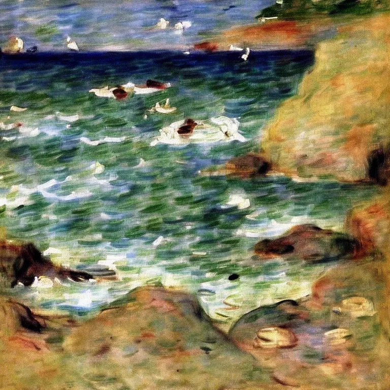 Image similar to a master painting of sea caves, sharp focus, very detaied, by berthe morisot